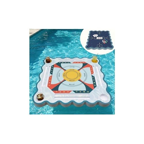 Zqfadalu Floating Mahjong Table for Pool, Reversible 6CM Extra Thick Waterproof EVA Game Table with 4 Cup Holders & Dual Tile Racks, 31.5” Pool Float for Mahjong, Poker & Card Games - Image 1