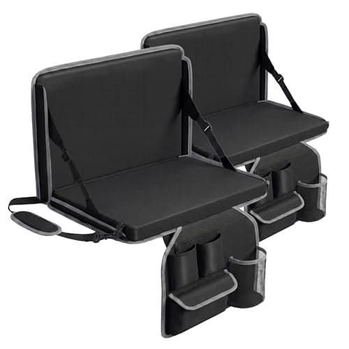 Dragosum Stadium Seat with Back Support and Cushion, Portable Folding Bleacher Chair with Cup Holder, Zipper Pocket and Shoulder Strap for Outdoor Activities