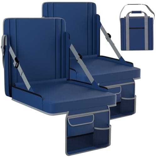 janiry Stadium Seats with Back Support 2PACKS Adjustable Bleacher Chairs with Back and Cushion Bleacher Seat with Cup Holder, Carry Handle & Shoulder Strap for Outdoor Sports Events, XL Large Navy - Image 1