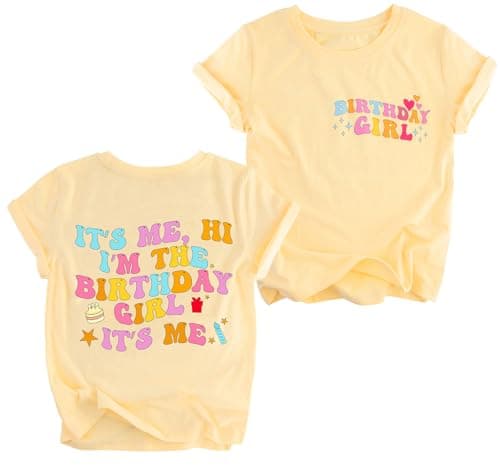 Birthday Shirt Girl 7th 8th Its My Birthday T-Shirts 7 8 Years Old Kids Graphic Crewneck Short Sleeve Tee Tops Outfit Apricot - Image 1
