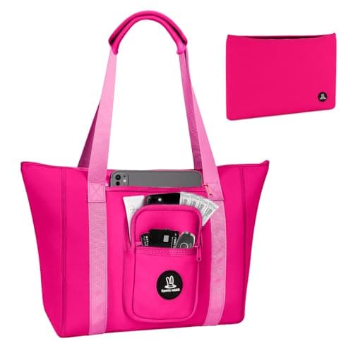 Sports Rabbit Extra Large Neoprene Lunch Bags for Women – 2-in-1 Insulated Tote with 15.6" Laptop Sleeve – Fashionable, Washable Leakproof Cooler Purse & Ideal Gift for Nurses, Teachers (Rose Red) - Image 1