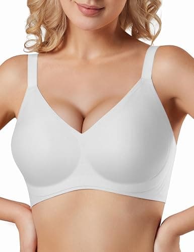 Tarbo Seamless Push Up Bras for Women Jelly Wireless with Support Comfortable Tshirt No Underwire Full Coverage Back Smoothing Everyday Bralettes White XL - Image 1