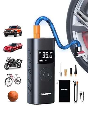 INNOVV P1 Portable Aluminum Tire Inflator 150PSI - 3X Faster Cordless Air Compressor with Auto-Shutoff, Electric Car Air Pump & Tire Pressure Gauge for Car, Motorcycle, Bike, Ball