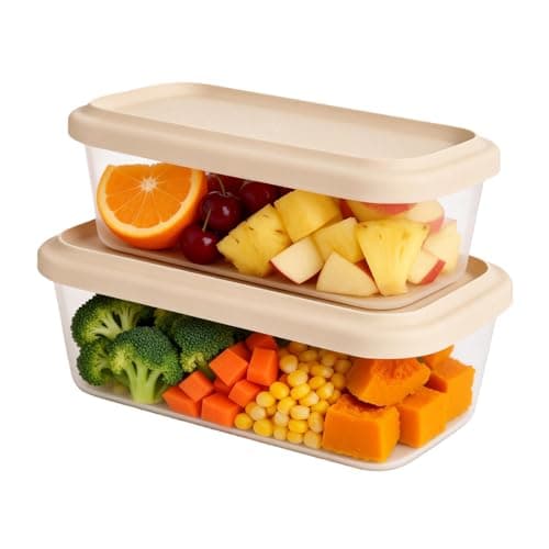 LGTLEBES Silicone Food Storage Containers with Lids, 2-Piece Set (500ml & 900ml) - BPA-Free - Kitchen Organization for Meal Prep, Snacks, Leftovers Freezer, Microwave & Dishwasher Safe (Cream) - Image 1
