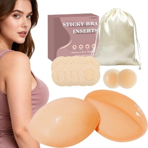 JULZYTH Double Sided Sticky Bra Inserts | Natural Push Up Adhesive Bra Pads | Stick on Bra for Bikini Swimsuits, S - Image 1