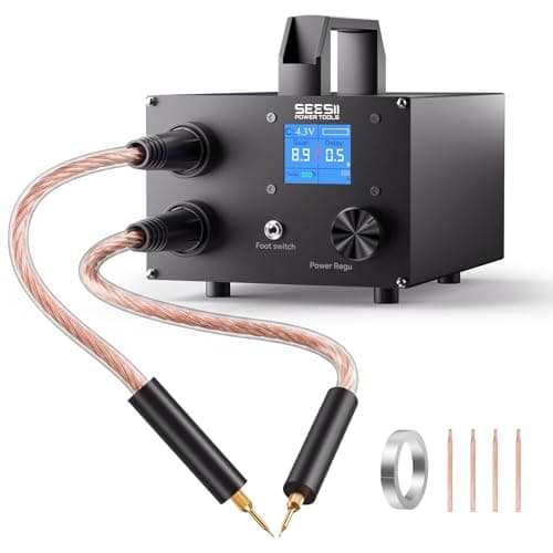 SEESII Capacitor Spot Welder: Battery Spot Welder with 3000F Capacitor, 250 Gear Adjustable, 1.8'' LCD Display, Spot Welding for 0.1-0.3mm Nickel Strip, for Battery Pack Making/Repair - Image 1