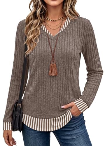 WIHOLL Chocolate Brown Fall Clothes Trendy Casual Vacation Teacher Outfit S - Image 1