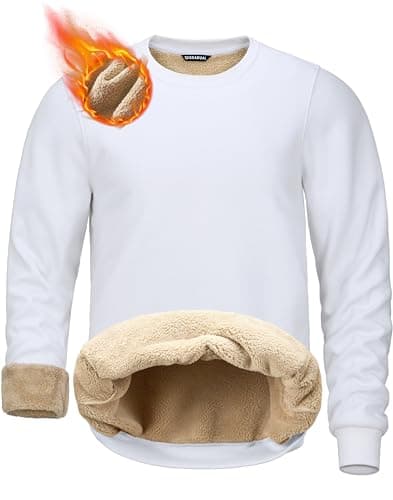 G Gradual Sherpa Lined Sweatshirts for Men Fleece Crewneck Sweatshirt Pullover Warm Shirts for Winter, White, Medium - Image 1
