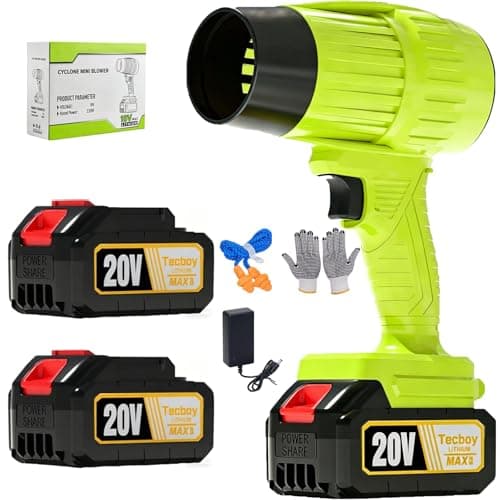 Handheld Leaf Blower Cordless, Turbo Jet Mini Blower Compatible with Makita Batteries, 2×4.0Ah Rechargeable Battery, Portable Compact Blower for Lawn Patio Car Dust Leaves Snow (Yellow) - Image 1