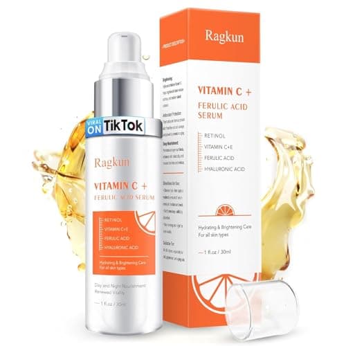Ragkun 20% Vitamin C Serum, Retinol Serum for Face, Dark Spot Remover for Face, CE Ferulic Acid, Hyaluronic Acid, Hydrate & Plump Skin Care Anti Aging Wrinkle Brightening Skincare -1 Fl Oz. - Image 1