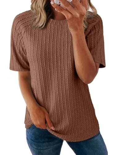 Dokotoo Summer Tops 2026 Womens T Shirts for Women Trendy Crew Neck Short Sleeve Lightweight Shirts Outfits Blouses Business Dressy Casual Ladies Women's Tops for Women Tunic Loose Fit Clothing - Image 1