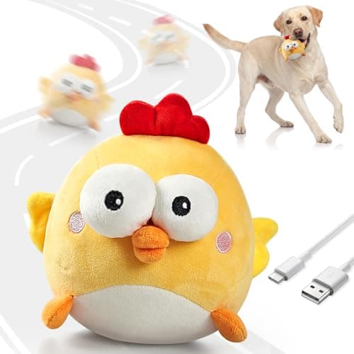 VOXGET Interactive Dog Toy Ball for Small Dogs, Rechargeable Chicken Bounce Ball with Upgrade Removable Zipper for Large Dogs, Squeaky Move Jump Toy for Pets Keep Busy, No Loud Music (Yellow Chicken) - Image 1