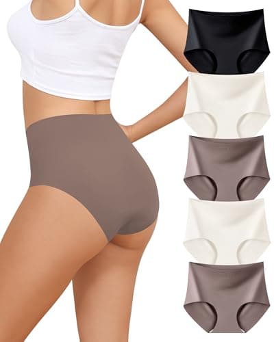 Oegho Seamless Underwear for Women High Waisted No Show Panties Full Coverage Briefs Invisible Soft 5 Pack S-XXL - Image 1