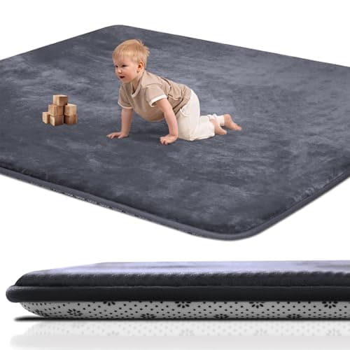 Thick Baby Play Mat for Floor,Padded Foam 47x47 Playpen Mat,Ultra Soft Support & Plush Feel Nursery Rug,Non Slip for Toddler,Infants,Kids Play,Yoga,Baby Crawling,Tummy Time (Dark Grey) - Image 1