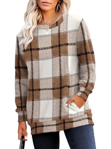 RUMIA Crewneck Fall Sweatshirts for Women Trendy- Women's Plain Long Sleeve Pullover Tops with Pockets Fashion - Image 1