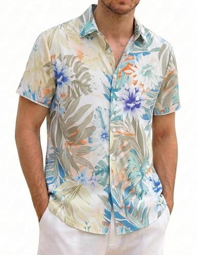 ZAFUL Travel Mens Button Down Shirt Mens Casual Shirts Breathable Lightweight Mens Outfits Colorful XL - Image 1