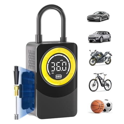 CARSUN Tire Inflator Portable Air Compressor, 150PSI Air Pump For Car Tires with Digital Pressure Gauge, LED Light and Auto Shut-Off Function Cordless Pump for Car, Motorcycle, Bicycle, Balls - Image 1