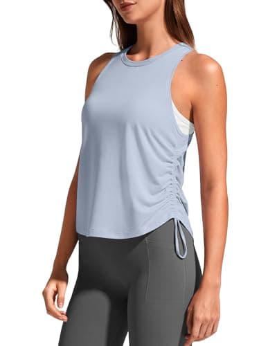 G4Free Running Tank Tops for Women Stretchy High Neck Razor Back Workout Tanks Butter Soft Comfy for Yoga Pilates Top (Light Denim,XL) - Image 1
