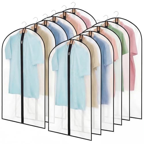 12 Pack Garment Bags 60 * 100cm, 40in PEVA Translucent Garment Covers, Suit Storage Bags, Dress Organizer Bags Used To Protect Shirts, Winter Coats, Jackets - Image 1