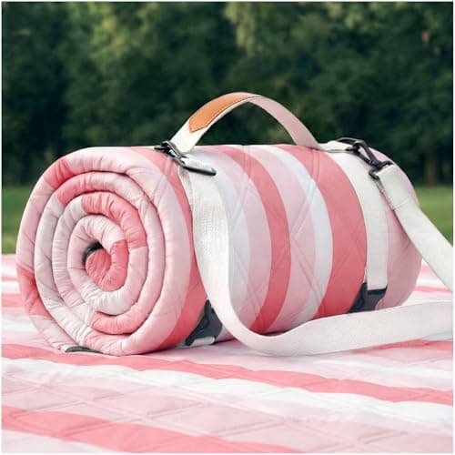 RYCHIC Waterproof Beach Blanket Picnic Outdoor Camping Mat Teen Teenage Tween Sweet Girl Birthday Kid Young Women Daughter Goddaughter College Students 8 9 10 12 13 14 16 17 19 Year Old Pink - Image 1