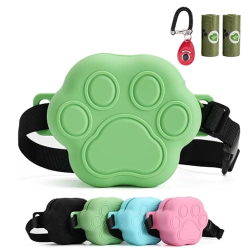 WINPAWS Dog Treat Pouch with Training Clicker and 2 Poop Bags, 1.8 Cup Small Sealable Zipper Silicone Fanny Pack with Waist Belt, Pet Puppy Training & Walking Essentials (Green) - Image 1