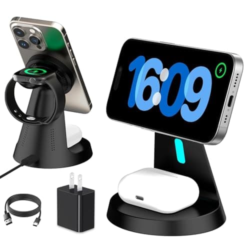 Wireless Charger Compatible with Mag-Safe,3 in 1 Charging Station for iPhone17/16/15/14/13/12 Series, Apple Watch,AirPods,15W Fast Charging (USB-C Adapter Included) - Image 1