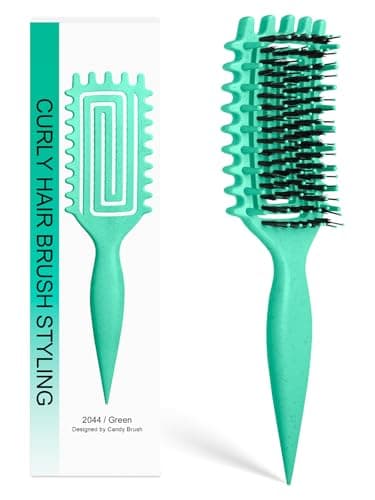 Inpoipsor Curly Hair Brush, Curl Defining Brush for Women and Men, Effortless Detangling and Shaping for Curls, Waves and Coils, Reduces Pulling, Smooth Results (Green) - Image 1