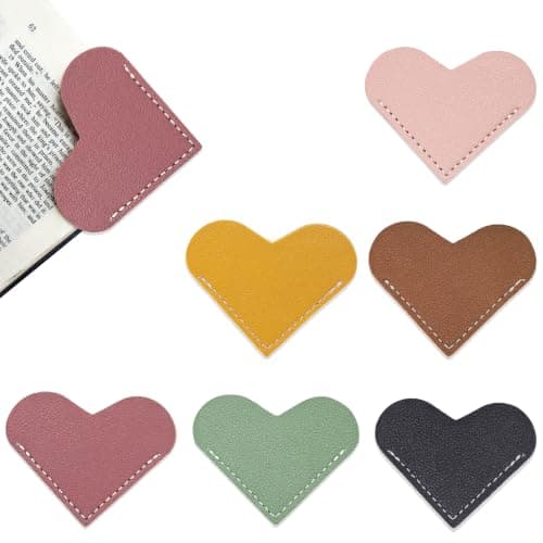 KYVENOTS Leather Heart Bookmarks, 6 Pack Cute Bookmark for Book Lovers Reading, Unique Gifts for Women, Teen Girls, Teachers - Bible Bookmark School Supplies Office Accessories