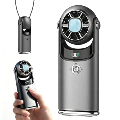 Mini Handheld Fan with Cooling Plate, Portable Pocket Fan, 17500RPM Turbo Fan, Joystick Control & Ice Cooling, Small Personal Fan, 180° Adjustable Head Travel Fan, Hand Held Fan for Purse - Dark Grey - Image 1