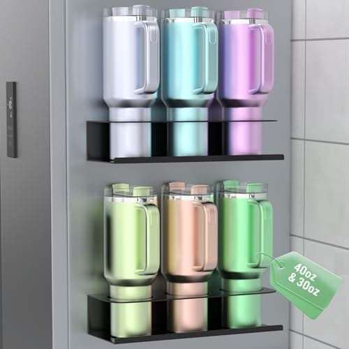 POLRAI 2 Pack Magnetic Stanley Cup Holder for Fridge, Water Bottle Organizer for Tumbler with Double Sided Tape Hold Stanley Cup Accessories for Kitchen Cabinet Wall - Image 1