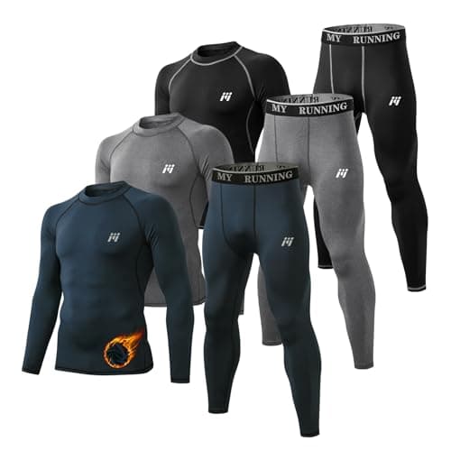 MeetHoo Men Thermal Underwear Set Long Johns with Fleece Lined Base Layer Men Cold Weather Top Bottom for Skiing Running - Image 1