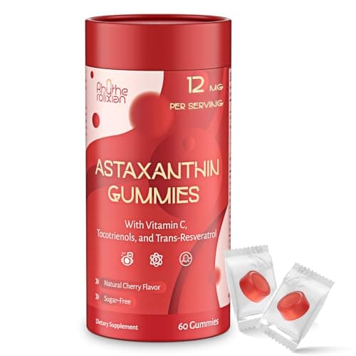 Astaxanthin Gummies – Astaxanthin Supplements with 12mg Per Gummy 24mg Max, Sugar Free Vegan Antioxidant with Vitamin C, Resveratrol & Tocotrienols – Supports Skin, Eye & Immune Health – 60 Count - Image 1