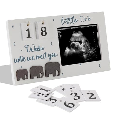 Aovdy Baby Sonogram Picture Frame - Ultrasound Photo Frame with Countdown Weeks, Gift for Expecting Parents, Congratulations Pregnancy Gifts, Baby Gender Reveal Gifts(Cute Elephant) - Image 1