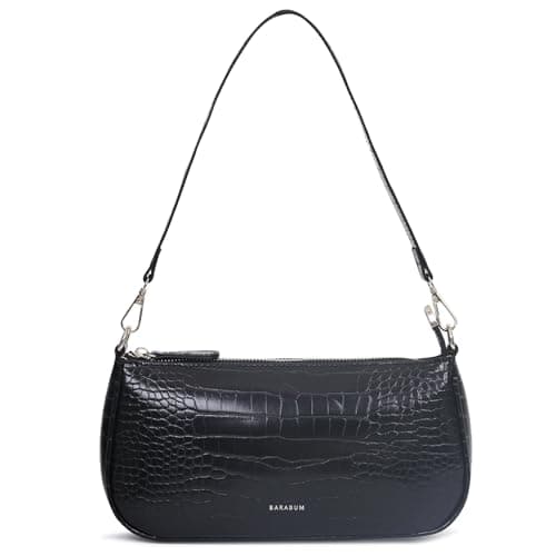 Barabum Retro Classic Clutch Shoulder Tote HandBag with Zipper Closure for Women (2-Black) - Image 1