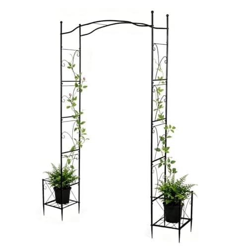 Garden Arch Arbor with Planters 93" Outdoor Metal Garden Trellis - Image 1