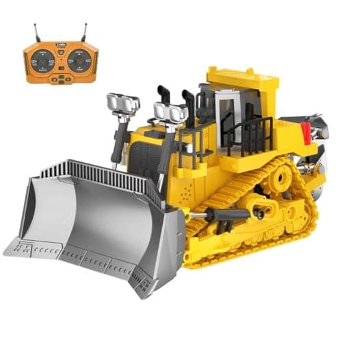 ADTHLIER Remote-Controlled Bulldozer, a 9-Channel Toy Bulldozer, 2.4GHz, with Lights and Sound Effects, is The for Children Aged 6-11 and up - Image 1