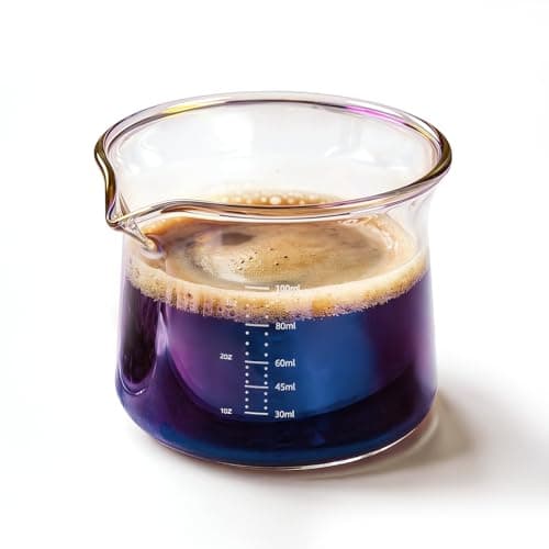 YARRAMATE Espresso Shot Glass with Spout, 3.4oz/100ml Clear Glass Espresso Cup with Flared Rim, Heat Resistant Coffee Demitasse Cup for Weighing Beans & Liquids (Iridescent, 1 Pack)