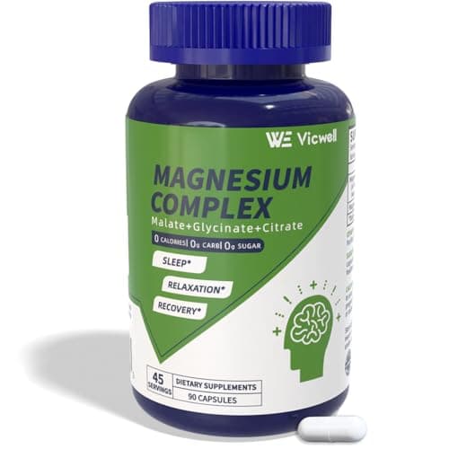 Vicwell Triple Magnesium Complex - 300mg Magnesium from Malate, Glycinate, and Citrate - Supports Stress Relief & Sleep, Nerves & Metabolism, Muscle Relaxation & Bone Health - 90 Capsules(1 Bottle) - Image 1