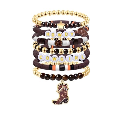 Sistble Western Bracelets for Women, Cowgirl Beaded Bracelets Western Gifts for Women Cow Girl Boots Hat Brown Cowgirl Bracelet Bohemian Boho Birthday Gifts Christmas Stocking Stuffers Jewelry - Image 1