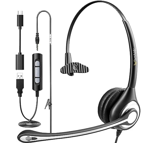 Wantek USB Computer Headset with Microphone for Laptop PC,3.5mm Wired Stereo Call Center Headset with Microphone Noise Cancelling, Corded Desktop Headphones with Mic & Mute - Image 1