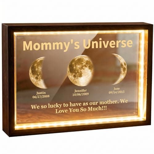 CraffBase Mommy's Universe Light Frame Custom Moms Sky Led Light Box LED Picture Frame Mothers Day Moon Phase Gifts for Mom Grandma Christmas - Image 1