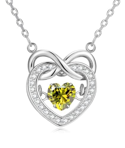 CERGISE Peridot August Birthstone Dainty Silver Necklace for Lady (Silver, 8) - Image 1