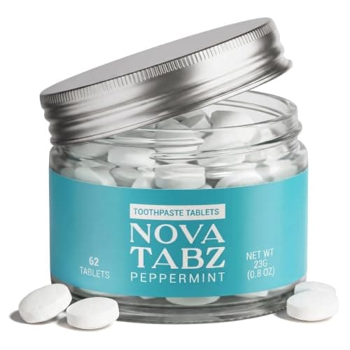 NovaTabz Nano-Hydroxyapatite (n-Ha) Toothpaste Tablets â Fluoride-Free, SLS-Free, Plastic-Free â Peppermint Chewable Tabs, Enamel Care, Gentle for Sensitive Mouths â Vegan, 62 Count - Image 1