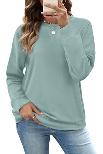 RUMIA Women's Sweatshirt Plus Size Long Sleeve Crewneck Sweatshirt Comfy Loose Fit Solid Basic Pullover Tunic Tee Shirts Tops Sweatshirts for Teen Girls 2025 Fashion Fall Blue 3XLarge - Image 1