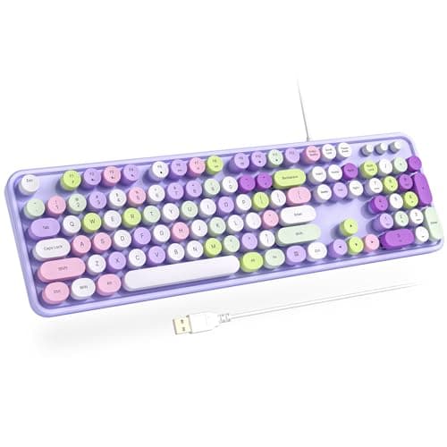 Atelus Computer Wired Keyboard, Plug Play USB Full-Size Keyboard with Large Number Pad, Caps Indicators, Foldable Stands, for Windows 7/8/10 PC Laptop (Purple Colorful) - Image 1