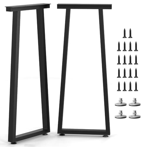 SNYXXOZ 40 NCH Coffee Table Legs Heavy Duty Square Metal Desk Legs, Workbench Dining Furniture Feets, Bar Height Table Legs,Adjustable Feet Pads Screws,1000 LBS, Black, Set of 2,Trapezoid
