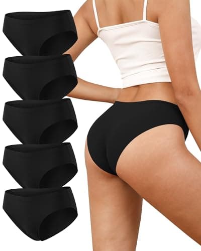 Cevapro Women‘s Seamless Underwear, Low Rise Bikini No Show Invisible Cheeky Hipster Panties for Yoga & Everyday Wear 5 Pack - Image 1