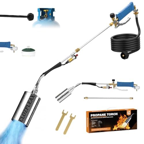 Propane Torch Weed Burner Kit, High Output with Long/Short Mode,12FT Hose blow torch Heavy Duty Weed Torch Flamethrower with Self Igniter & Turbo Trigger for Weeding,Roofing,Melting Ice,BBQ - Image 1