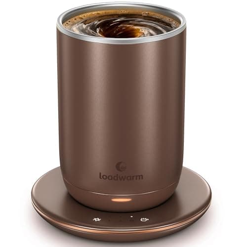 Self Heated Stirring Coffee Mug, 10oz Auto Mixing Cup with Warmer, Brown - Image 1