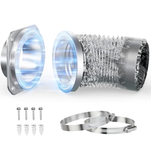 JEEVONY Magnetic Dryer Vent Coupling DV180 Airtight Seal Dryer Vent Connector Kit Easy to Clean Quick Connector Including a 2.6ft 4" Duct and two Clamps - Image 1